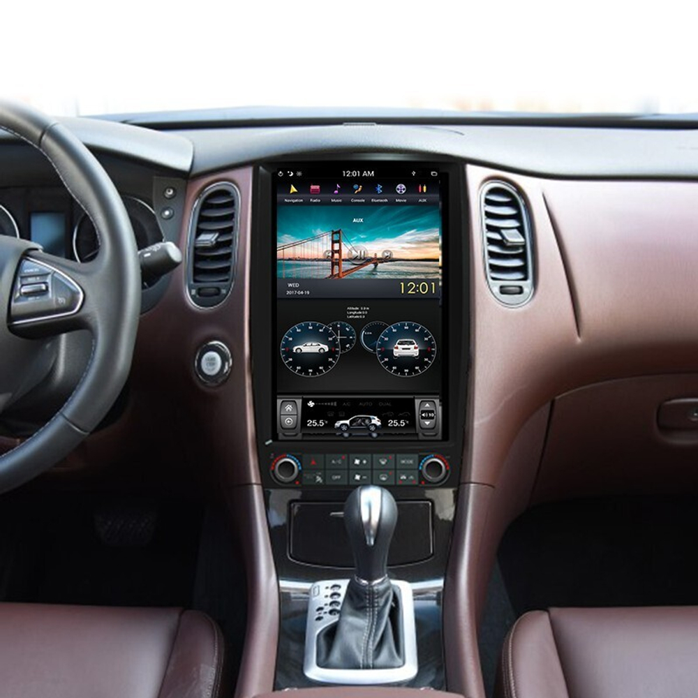 Магнитола для Infiniti EX25, EX35, EX37, QX50 2007-2017 - Carmedia ZF-1250-GE экран 12.1" в стиле "Тесла" на Android 13, 8/128Гб, CarPlay, 4G SIM-слот