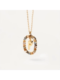 Колье Буква P серебро 925 пробы покрытое золотом