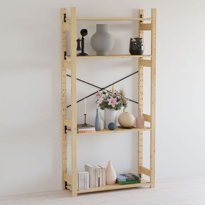 Стеллаж деревянный напольный с 4 полками Икеа ИВАР IVAR 179х89х30 см, стеллаж для хранения книг и игрушек, для цветов на балкон из массива сосны