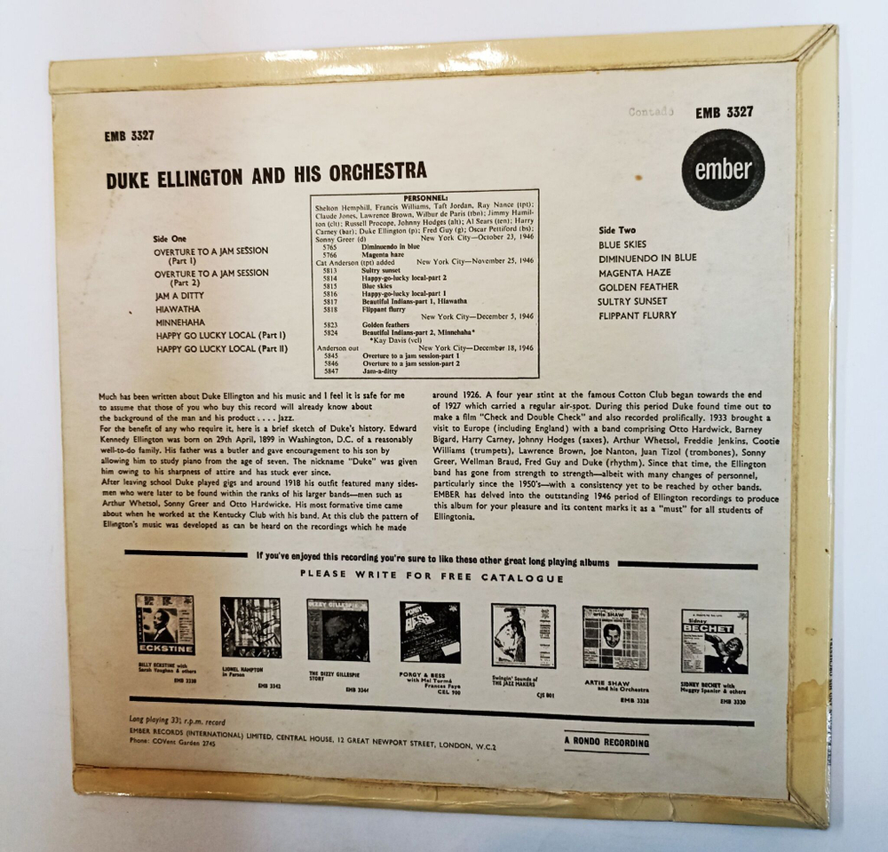 Винтажная виниловая пластинка LP Duke Ellington And His Orchestra Its Duke Ellington (UK 1963)