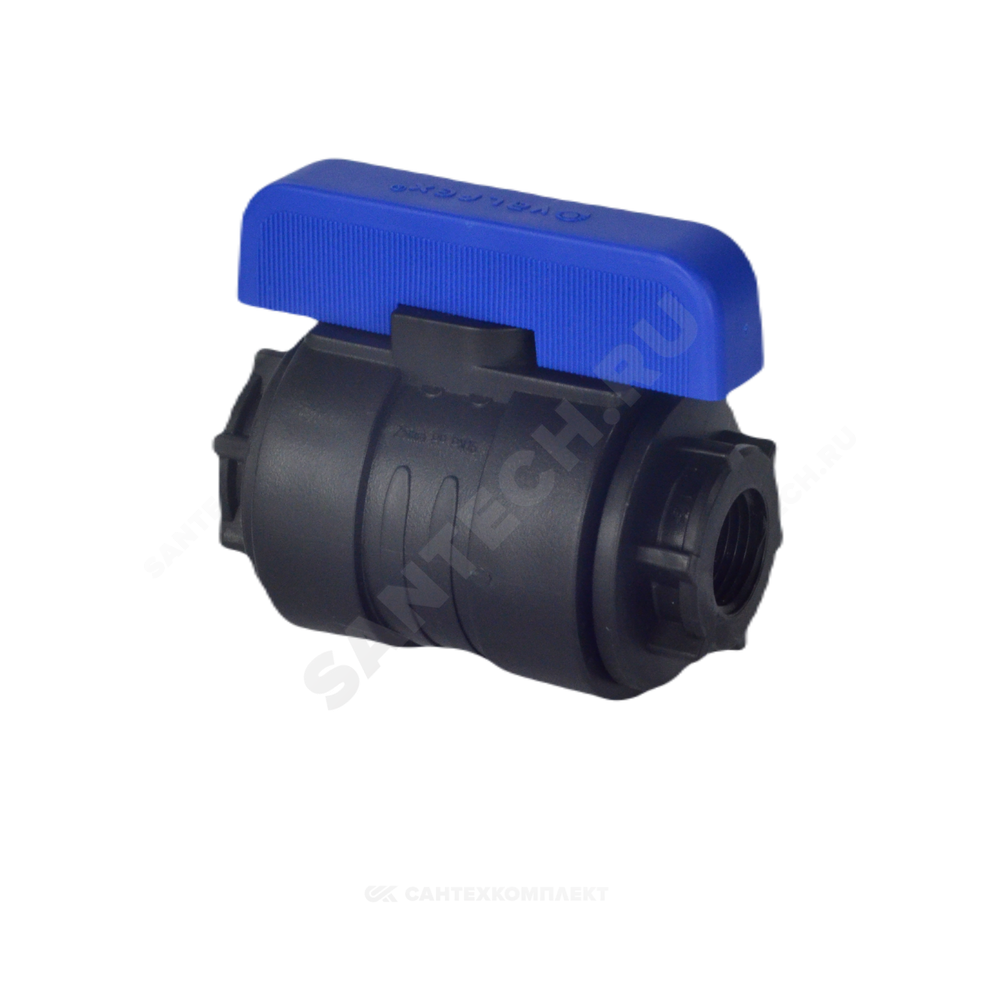 Кран шаровой компрессионный ПЭ Ду 16 1/2"x1/2" ВР/ВР Ру16 VALFEX 1210011012012