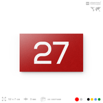 Табличка с номером 27 на дверь квартиры, для офиса, кабинета, аудитории, склада, красная 120х70 мм, Айдентика Технолоджи