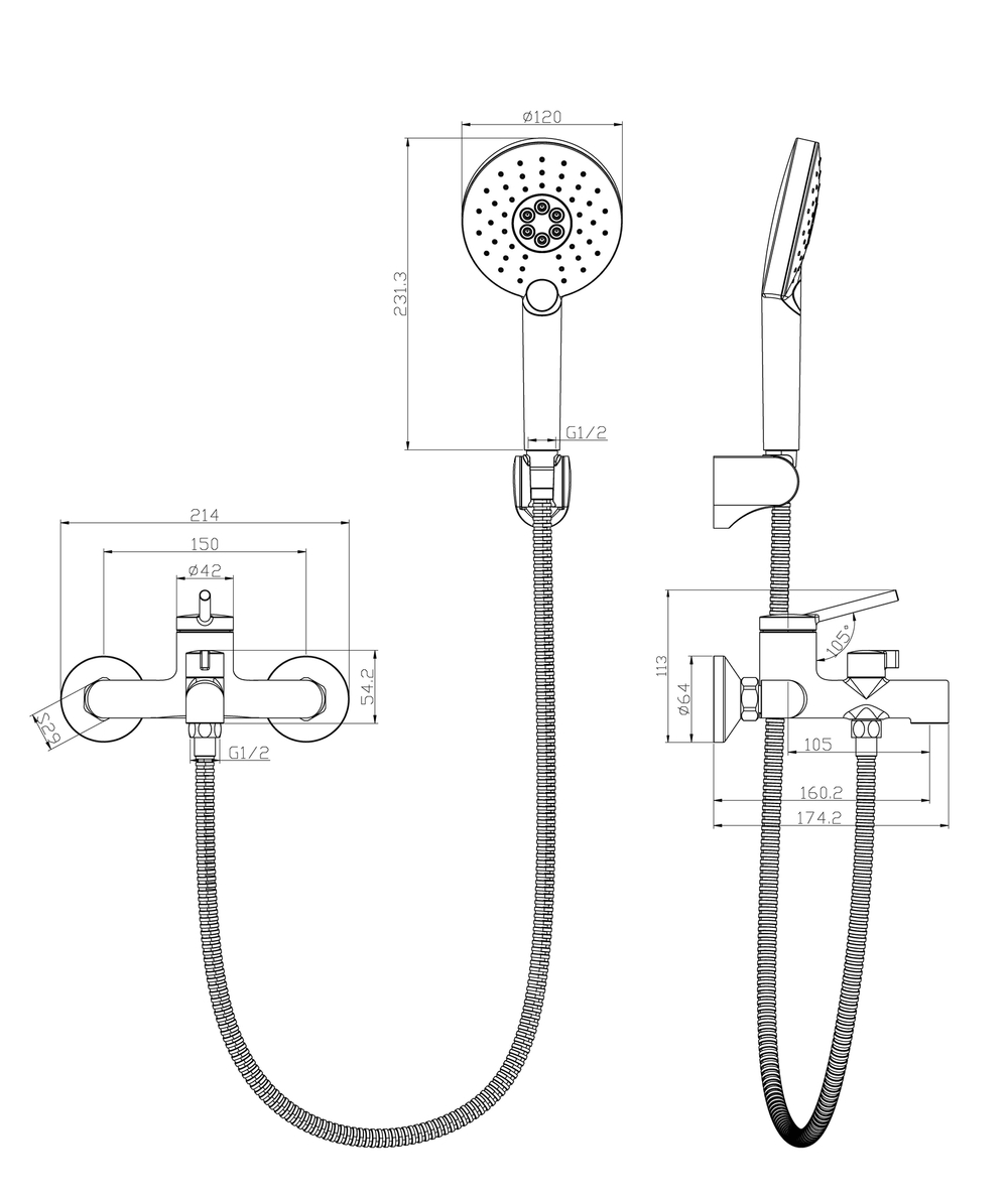 Смеситель Lemark Minima (LM3814C) для ванны