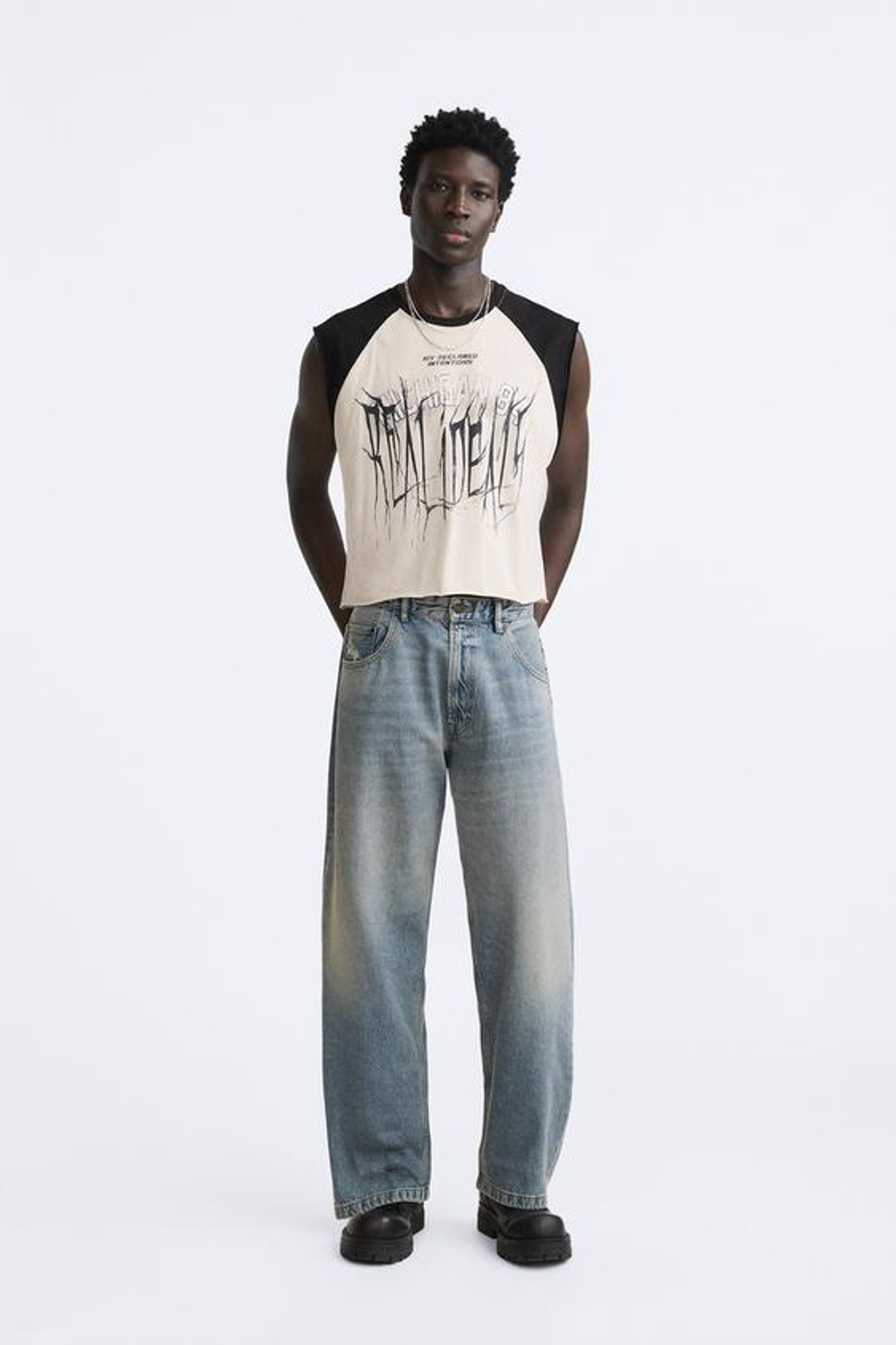 ZARA ДЖИНСЫ BAGGY FIT, ВЫЦВЕТШИЙ СИНИЙ