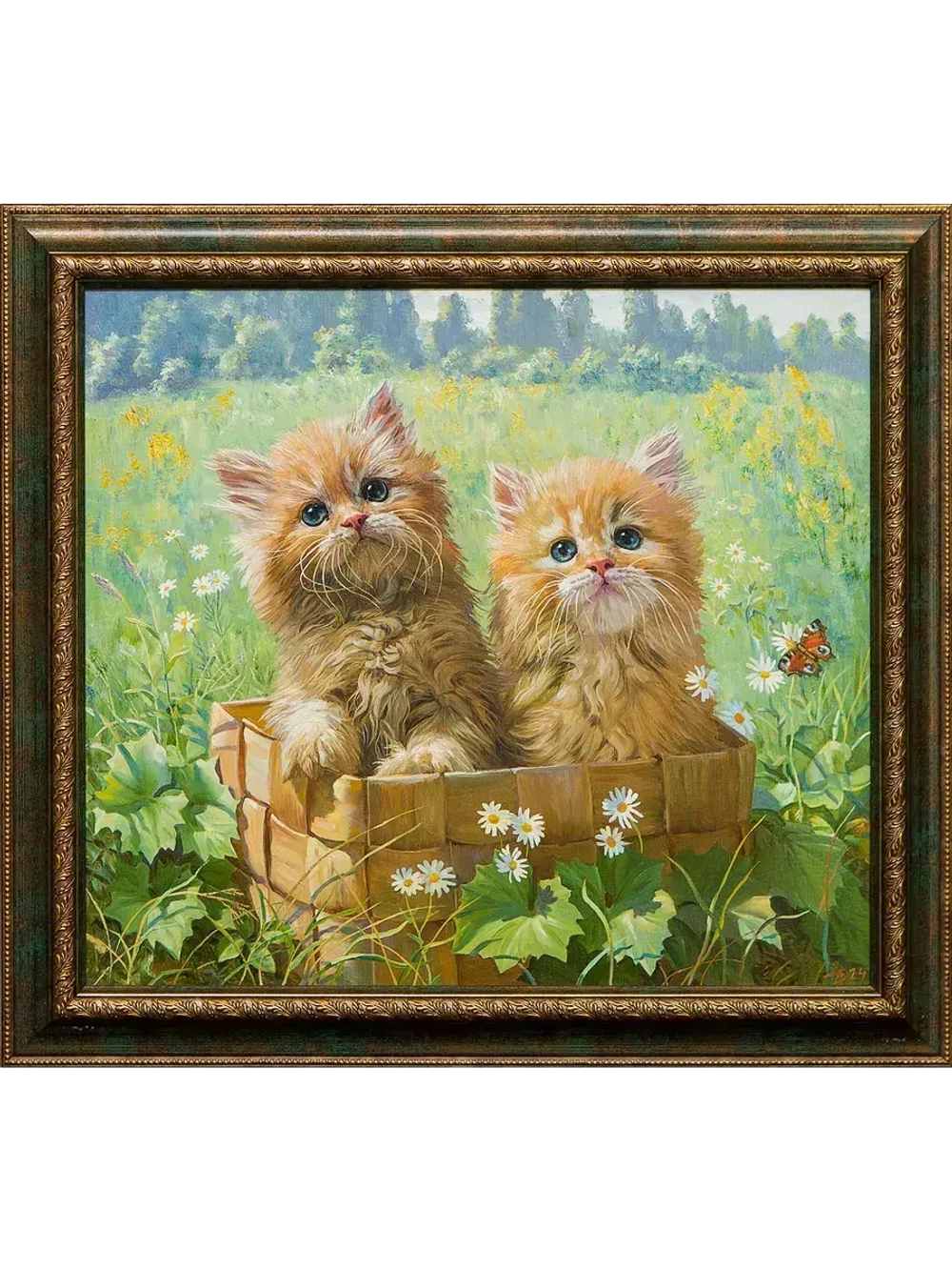 Картина маслом "Котята" Дельцов