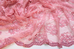 Гипюр стрейч металлик розовый