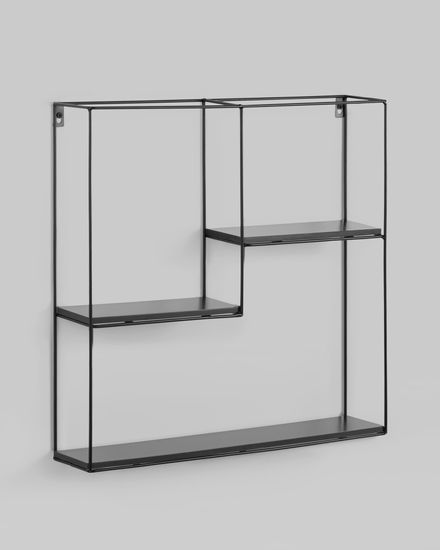 Полка Square черная черный мрамор