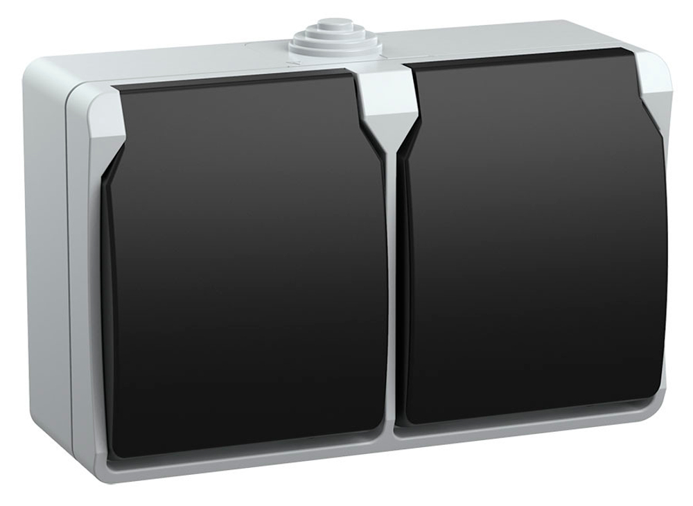 Розетка 2-местная для открытой установки РСб22-3-ФСр с заземлением ФОРС IP54 IEK