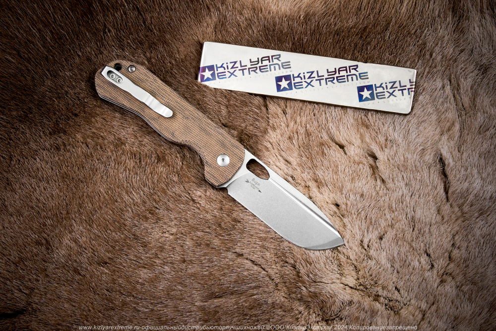 Складной нож Kizer Bugai сталь 154CM Stone Wash рукоять Микарта
