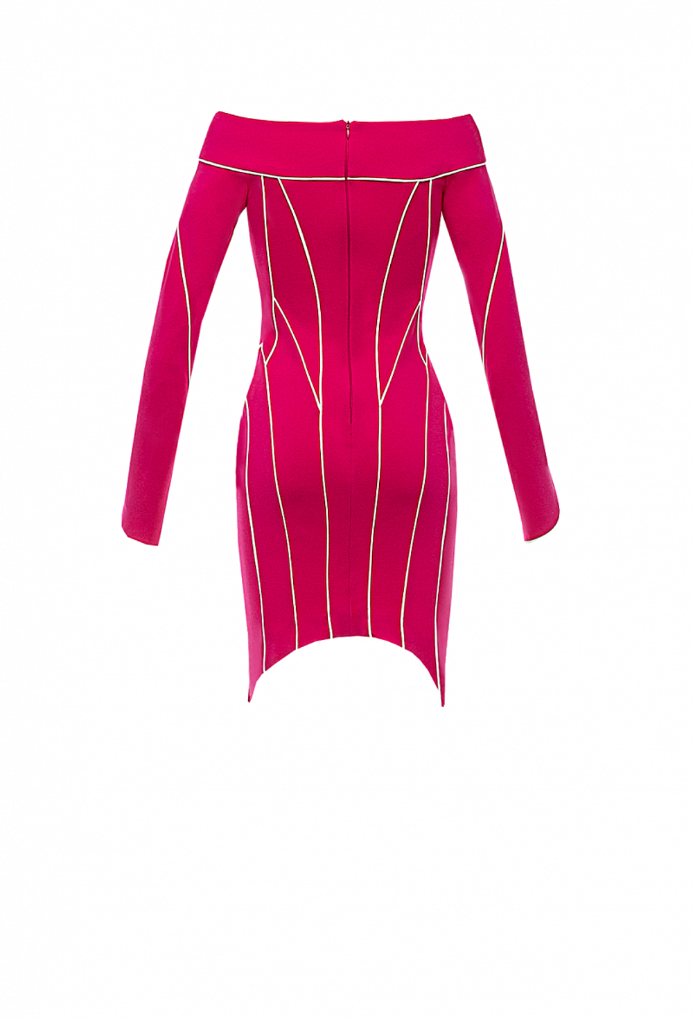 Платье-футляр приспущенное на плечах фуксия 02-02-23 SS