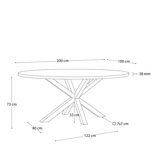 Овальный стол ARYA Argo из массива акации, белые стальные ножки 200x100