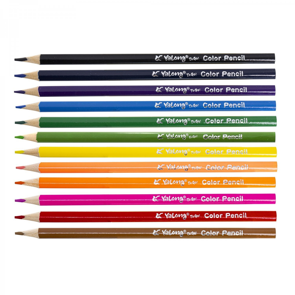 Карандаши цветные Yalong 12 цв., "Роботы" деревянные, трехгранные, заточенные, грифель 3.0 мм, картон. уп., европодвес