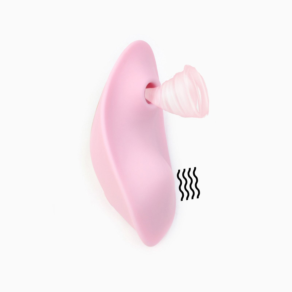 Розовый вибратор в трусики с вакуум-волновой стимуляцией и пультом ДУ (Цвет: розовый)