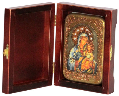 Икона Божией Матери Неувядаемый Цвет 15х10см на натуральном дереве, в подарочной коробке
