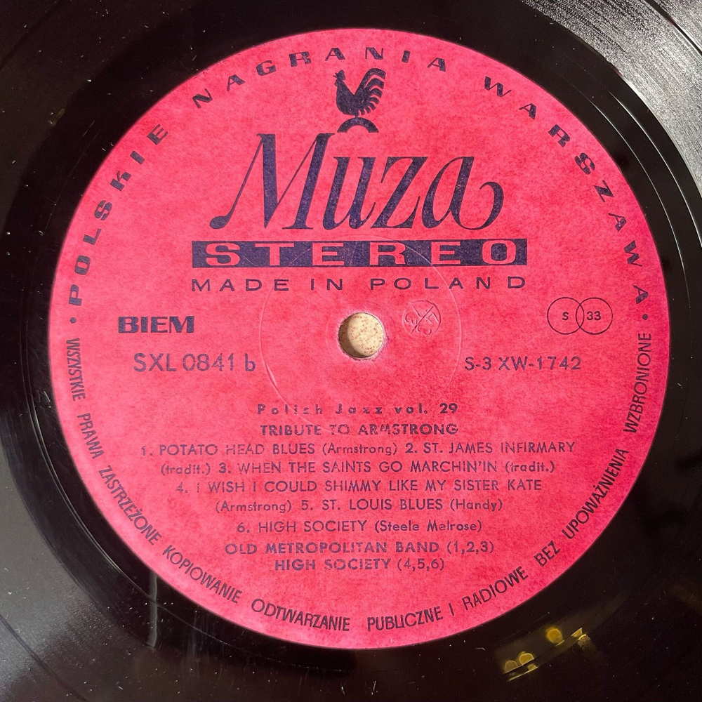 Винтажная виниловая пластинка LP Old Timers, Sami Swoi, Old Metropolitan Band, High Society Tribute To Louis Armstrong (Польша 1972)