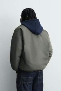 ZARA КОМБИНИРОВАННАЯ КУРТКА ИЗ ВЫСОКОТЕХНОЛОГИЧНОЙ ТКАНИ, ХАКИ