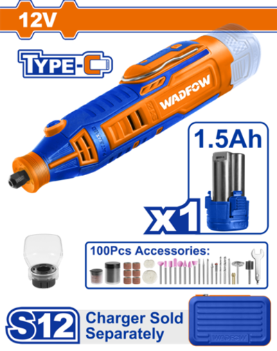 Гравер аккумуляторный 12В, 3,2 мм Type-C (10) WADFOW WRY1M121