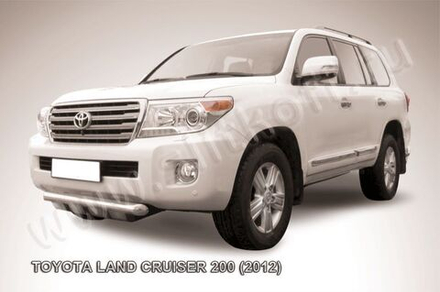 Защита переднего бампера (нержавейка) Toyota Land Cruiser 200 (2012-2015) d76 с защитой картера короткая (черный)