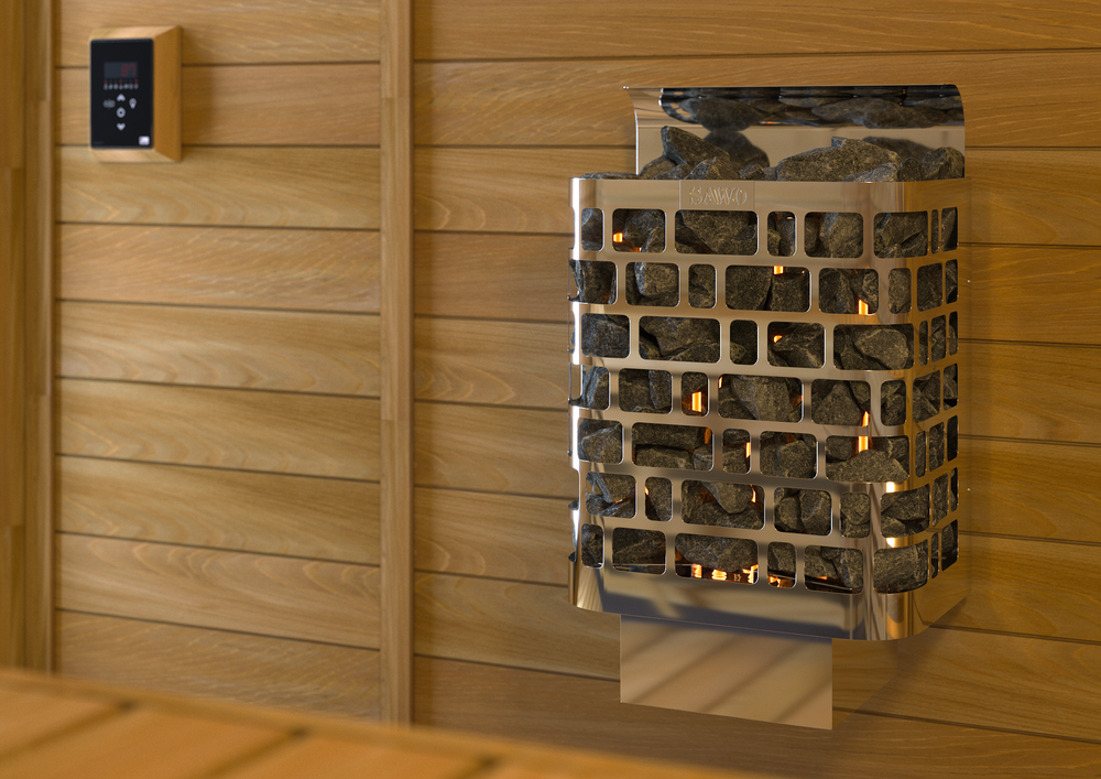 SAWO Электрическая печь Krios настенная, 4,5 кВт, нерж. сталь, артикул KRI-45Ni2-P, выносной пульт (встроенный блок мощности, пульт покупается отдельно)