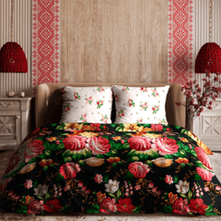 Ткань Бязь Премиум — «Жостовая роспись»