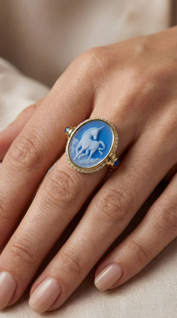 Кольцо «Единорог» с камеей