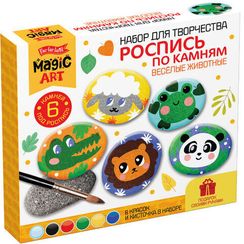 Набор для творчества. Роспись по камням "Веселые животные" 6 камней