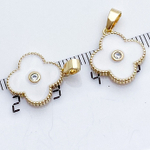 Подвеска Клевер, цвет золото+белый, размер 16*14 мм, цена за 1 шт