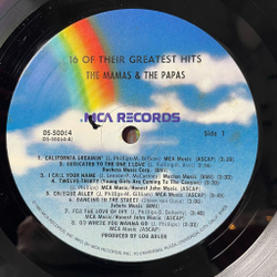 Винтажная виниловая пластинка LP The Mamas and The Papas 16 Of Their Greatest Hits (USA 1975) California Dreamin