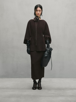 Massimo Dutti Блуза с контрастными деталями, коричневый