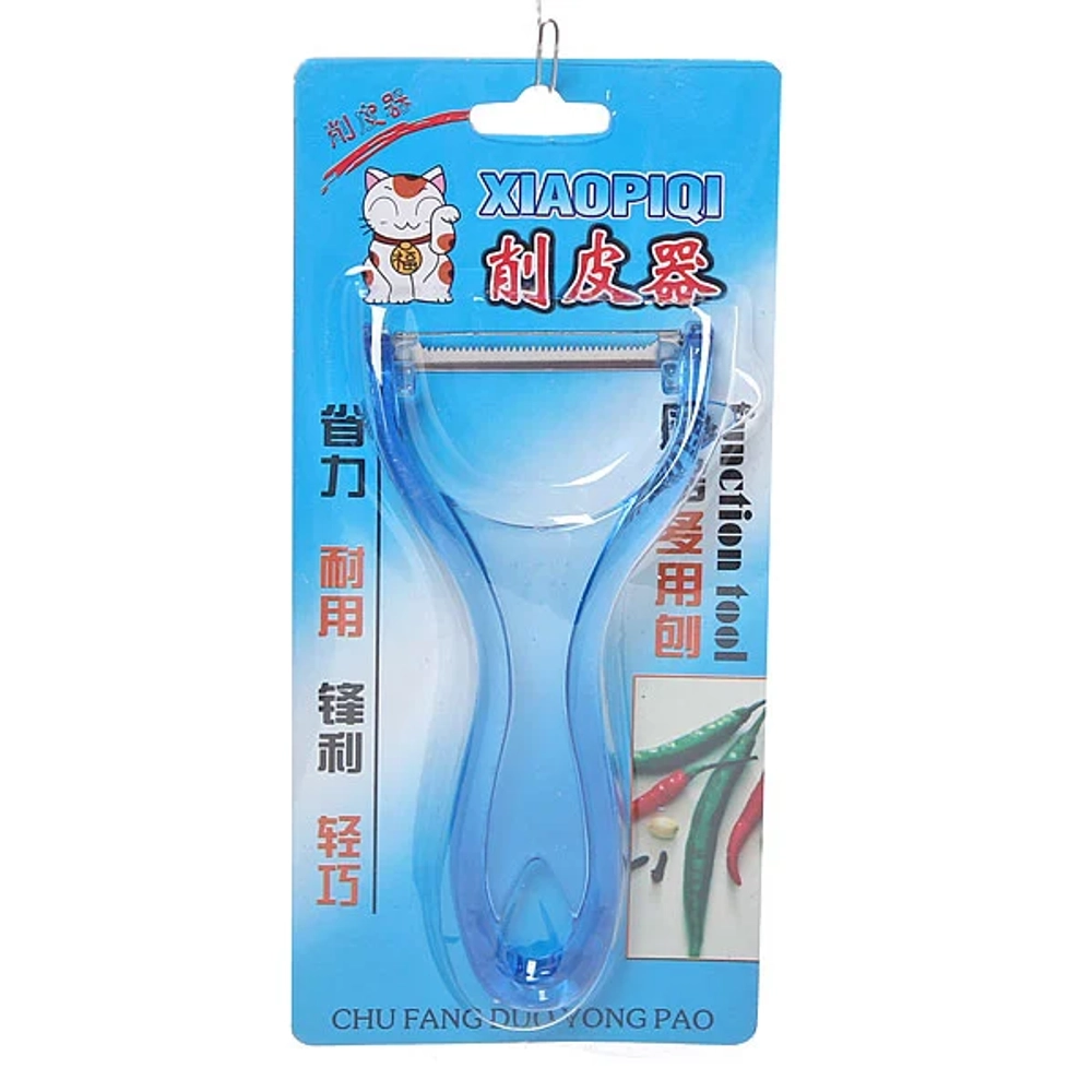 Овощечистка поперечная, прозрачная цветная ручка