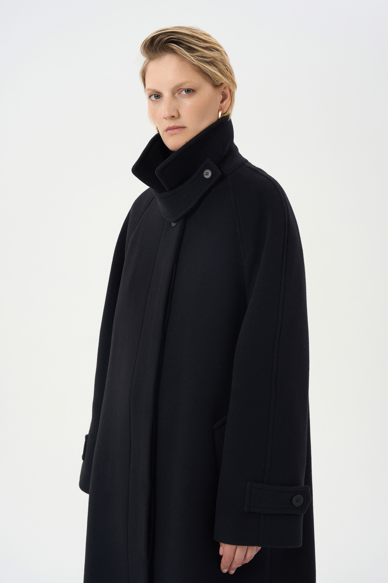Пальто из 100% шерсти Muse, черное