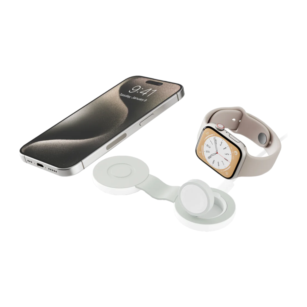 Складная зарядная станция MagSafe Twelve South Butterfly SE для iPhone и Apple Watch (Qi2) Беспроводная зарядка: Qi 15 Вт, магнитное крепление для быстрой зарядки Apple Watch (Qi 5 Вт). Проводная зарядка: нет. Сертификации MFi и Qi2. Отсутствует LED-индик