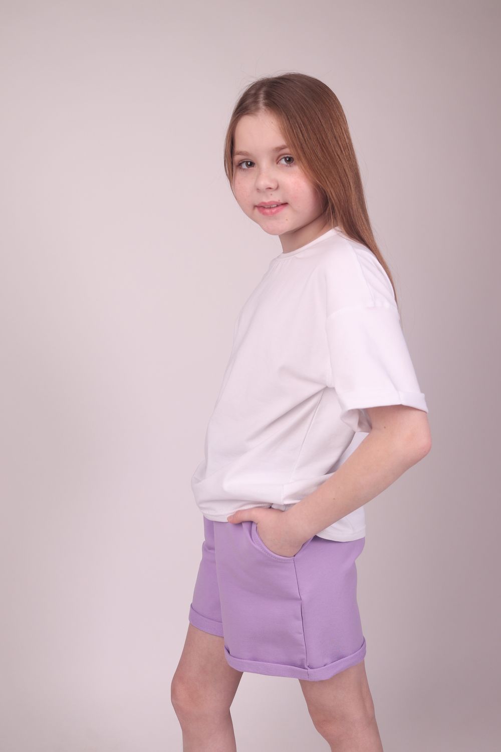 Шорты свободные лаванда