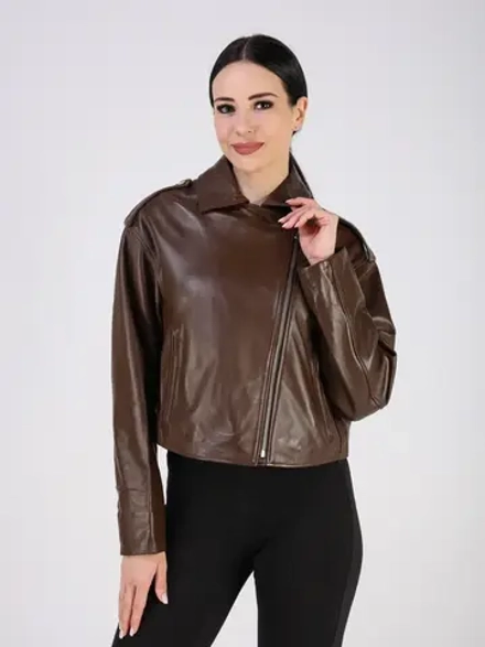 Кожаная куртка демисезонная косуха оверсайз