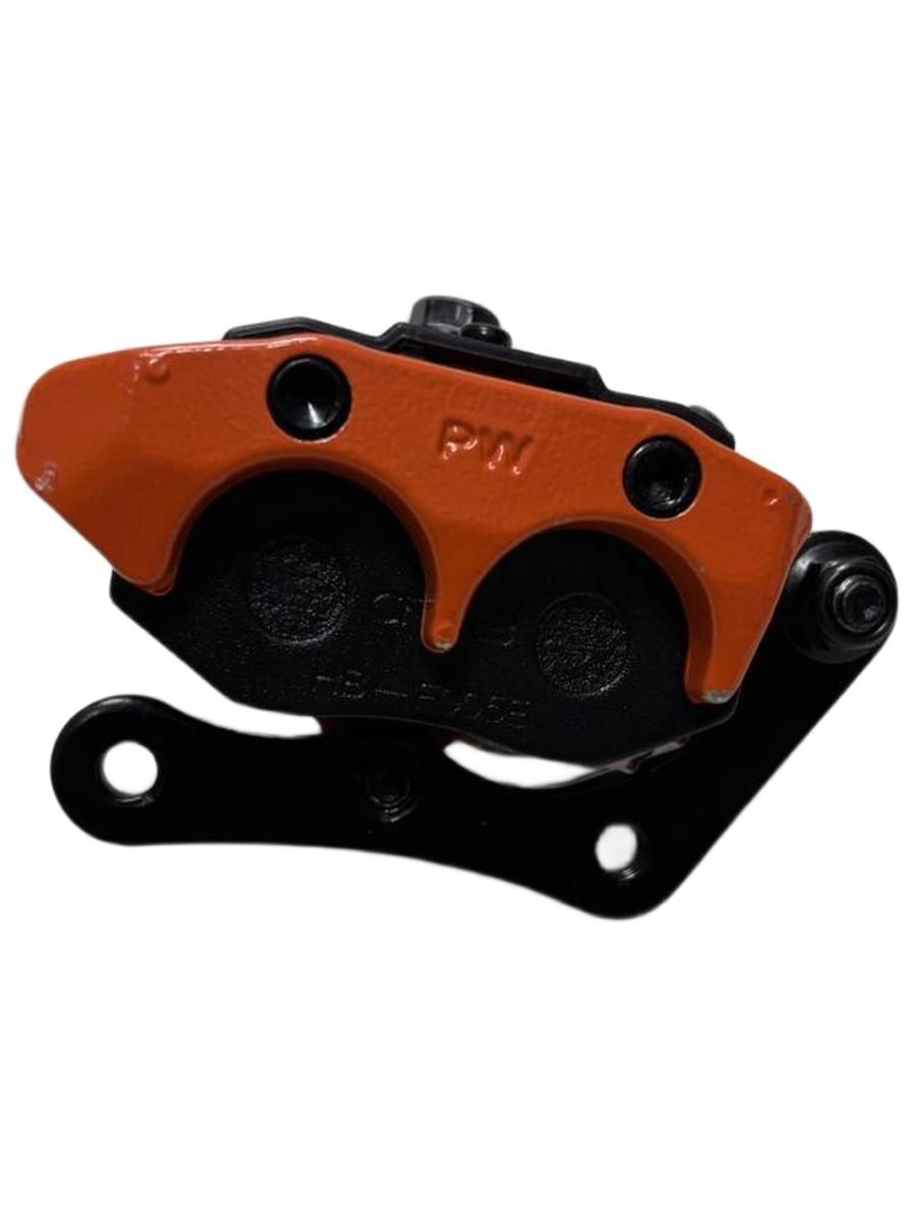 Суппорт тормозной калипер 2 поршня, 1 болт М10 оранжевый гидравлический для электровелосипеда