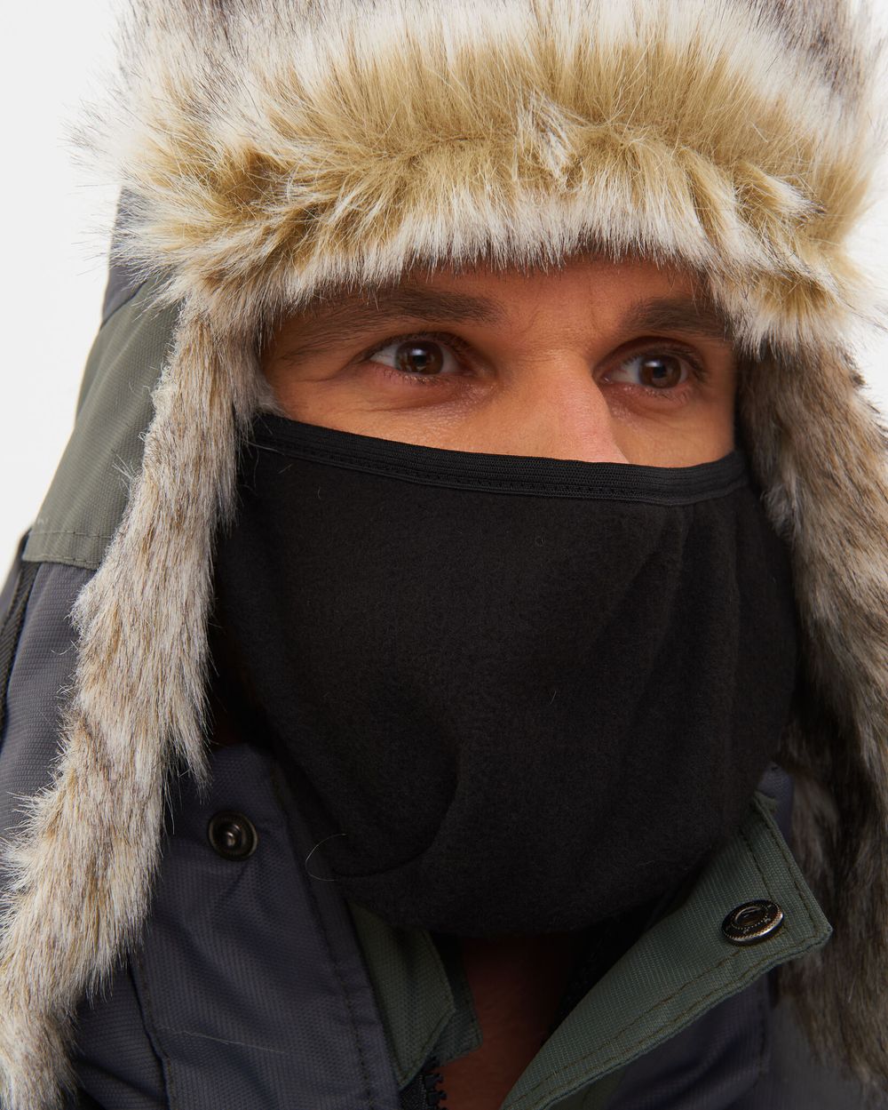 Шапка ушанка зимняя Канада ткань Оксланд цвет Хаки/Графит