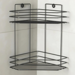 Полка угловая 2-х ярусная трапеция 18*18*28,5см черная, ПТ-2Ч