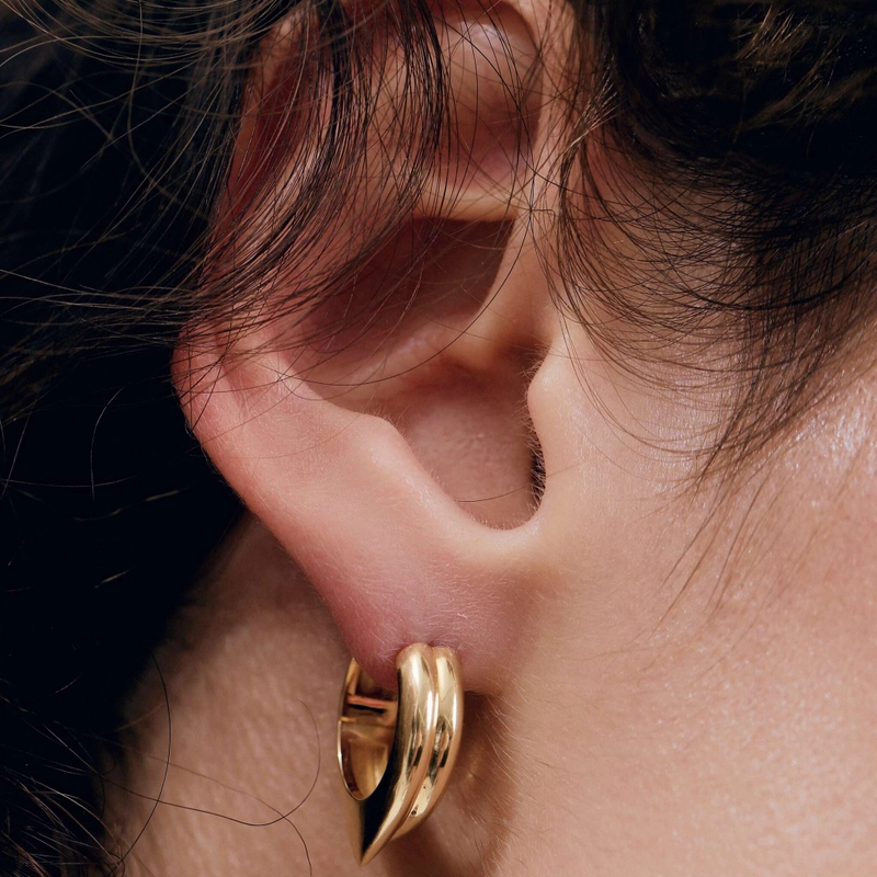 Серьги-конго Позолоченные Двойные с Шипами