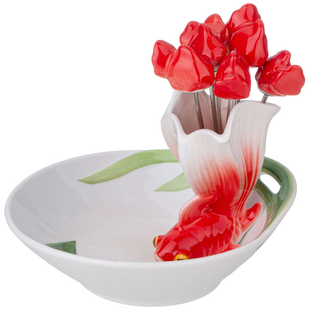 БЛЮДО LEFARD "ЗОЛОТАЯ РЫБКА" 11*12*8 СМ, 6 ВИЛОЧЕК (КОР=18ШТ)