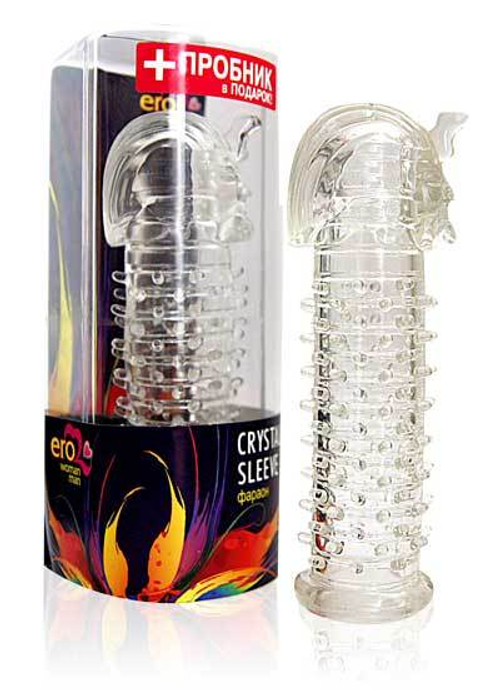 Закрытая прозрачная насадка на пенис Crystal Sleeve Faraon - 13,5 см.