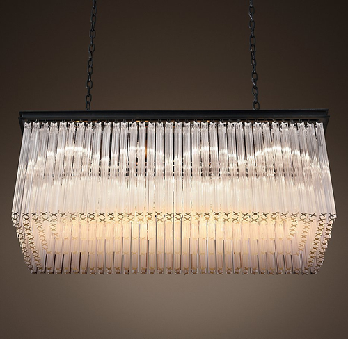 Подвесной дизайнерский светильник  1930S Astor Crystal Rectangular Chandelier 40" by Restoration Hardware