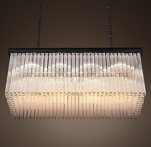 Подвесной дизайнерский светильник  1930S Astor Crystal Rectangular Chandelier 40" by Restoration Hardware