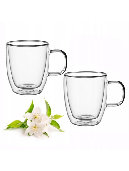 Набор стеклянных чашек 2 шт. 350 мл. Kamille KM 9001 с двойными стенками