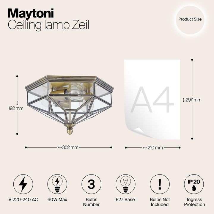 Потолочный светильник Maytoni Zeil H356-CL-03-BZ