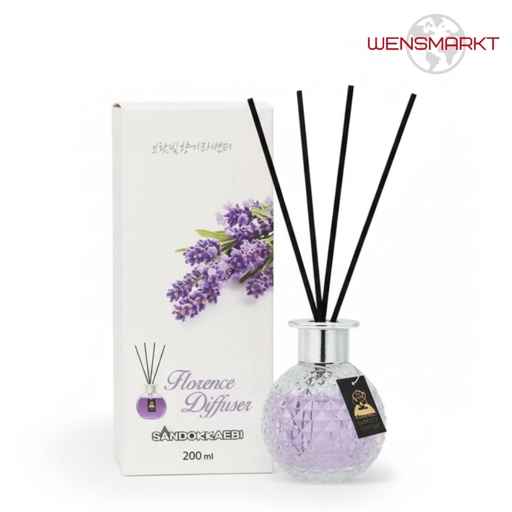 Диффузор стеклянный флакон + палочки Лаванда 150 мл (Корея)