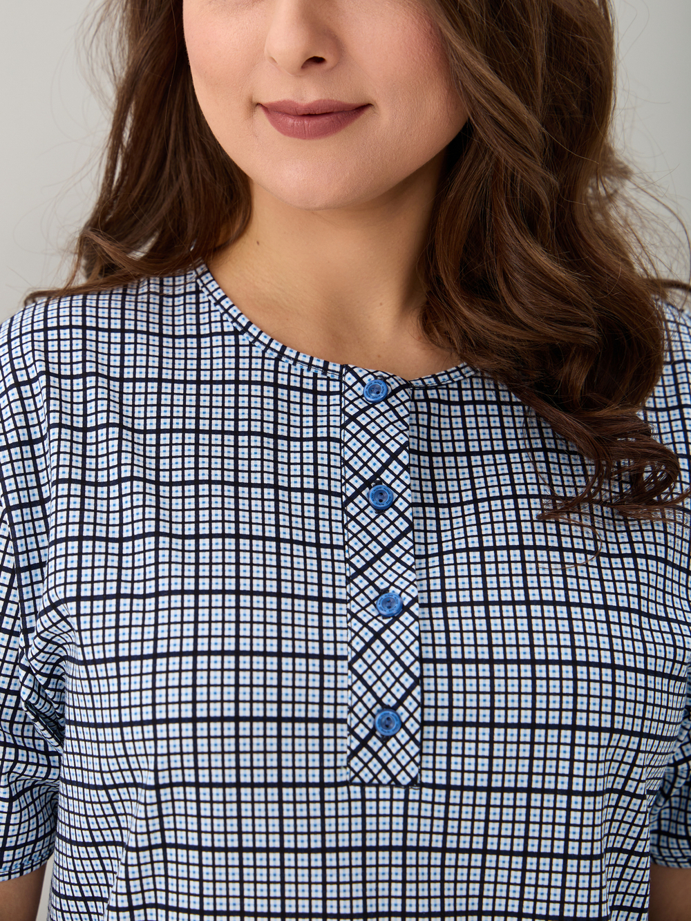 Туника Т-012/клеточкасиний-голубая