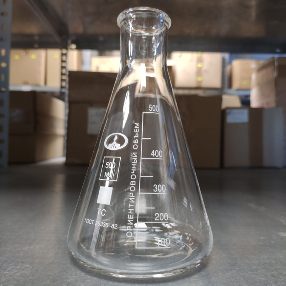 Колба коническая, ТС, 500 мл d=34 мм,(с дел), КН-2-500-34, (10000833), шт.