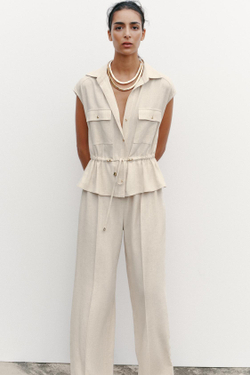 ZARA КОМБИНЕЗОН, СВЕТЛО-БЕЖЕЫЙ