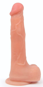 Телесный вибратор с возвратно-поступательным механизмом и шариками (Цвет: телесный)