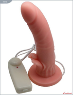 Телесный страпон с усиками и ротацией - 18 см.